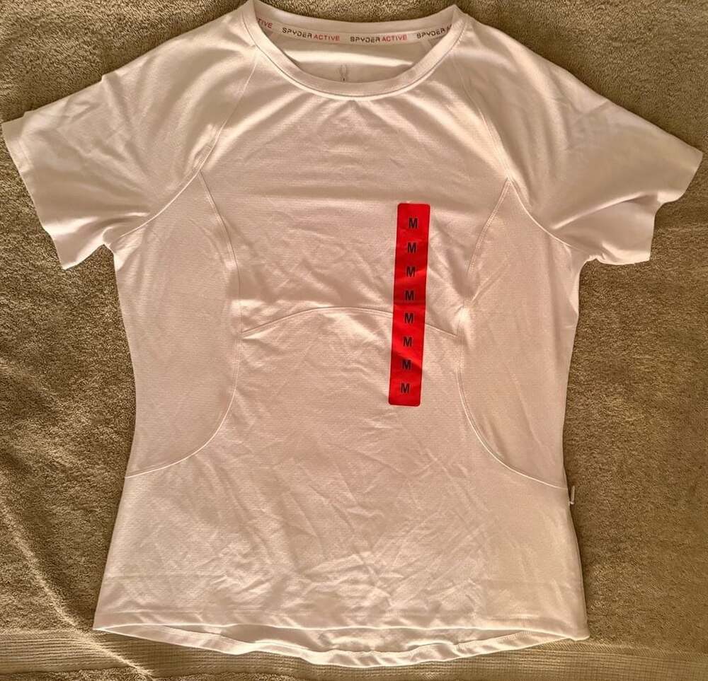 NWT Spyder Women's Active Athletic Performance Tee w Zipper Pocket White M